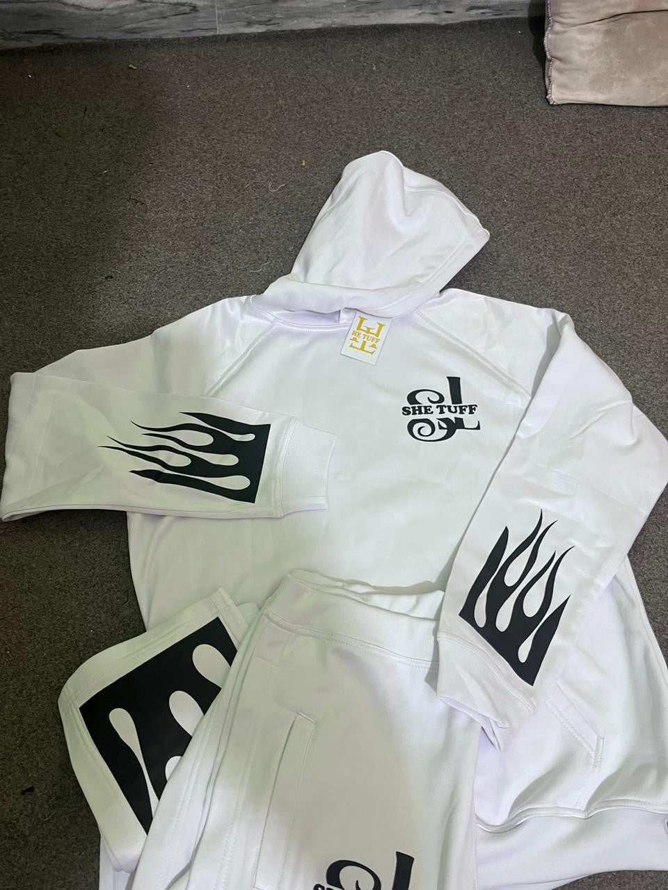 White & Black She Tuff Flame Suit