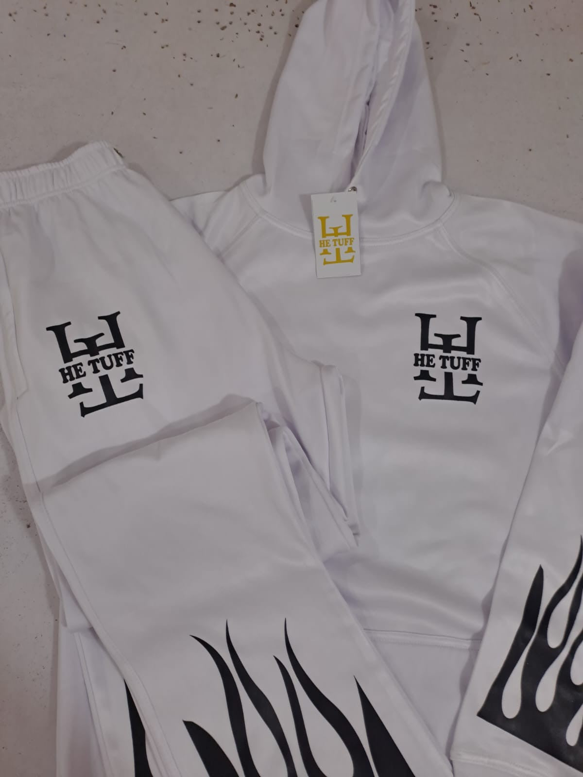 White and Black He Tuff Flame Suit