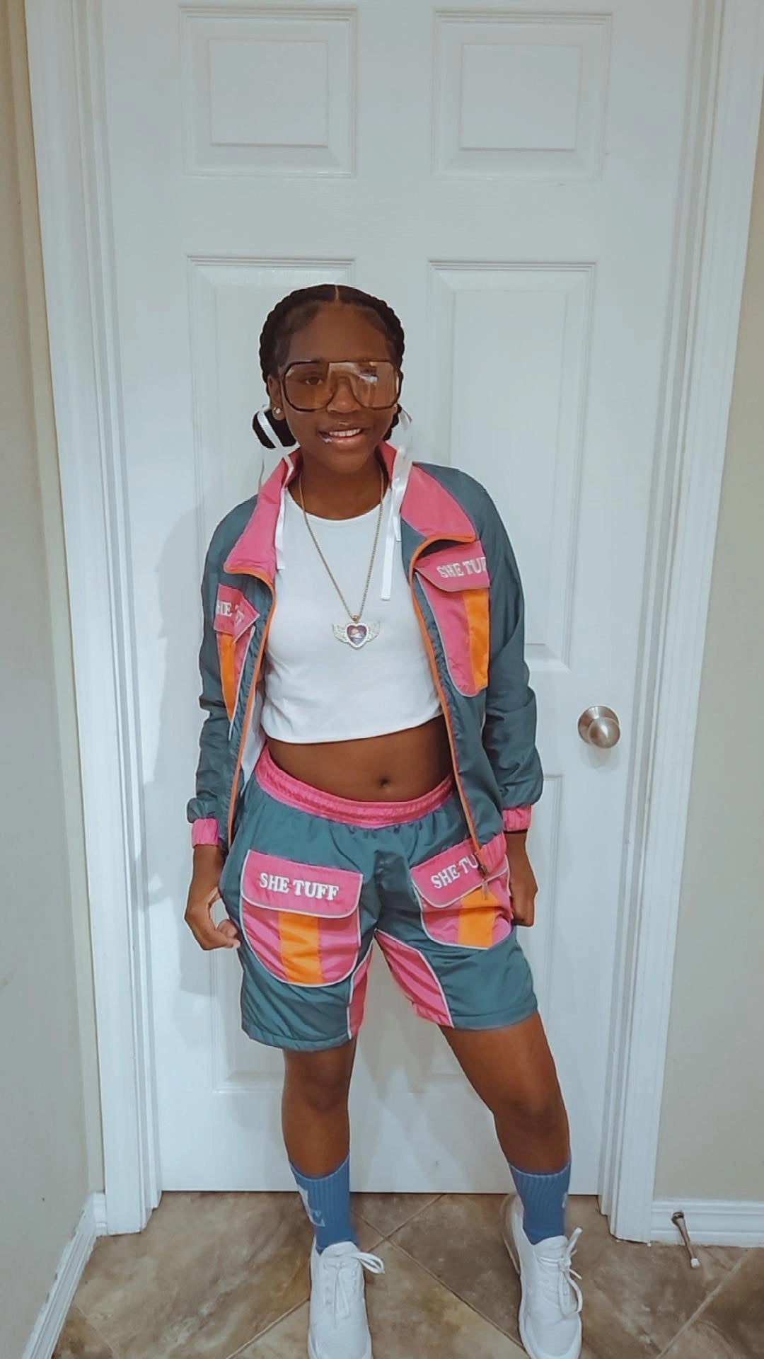 Turquoise ,Pink, & Orange She Tuff Suit