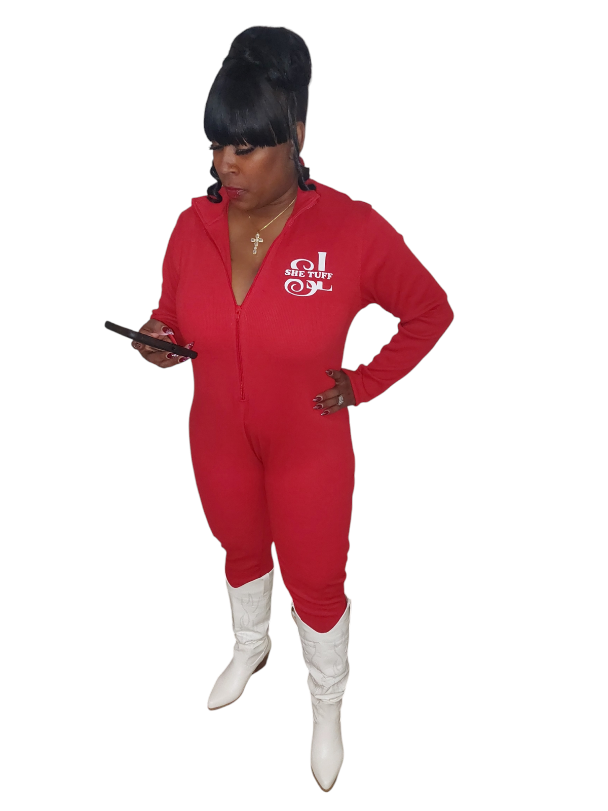 Red and White She Tuff Body Suit