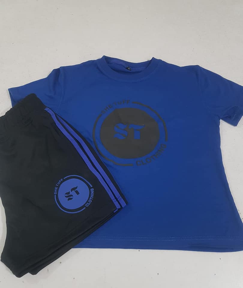 Blue Short Sleeves Shirt With Shorts