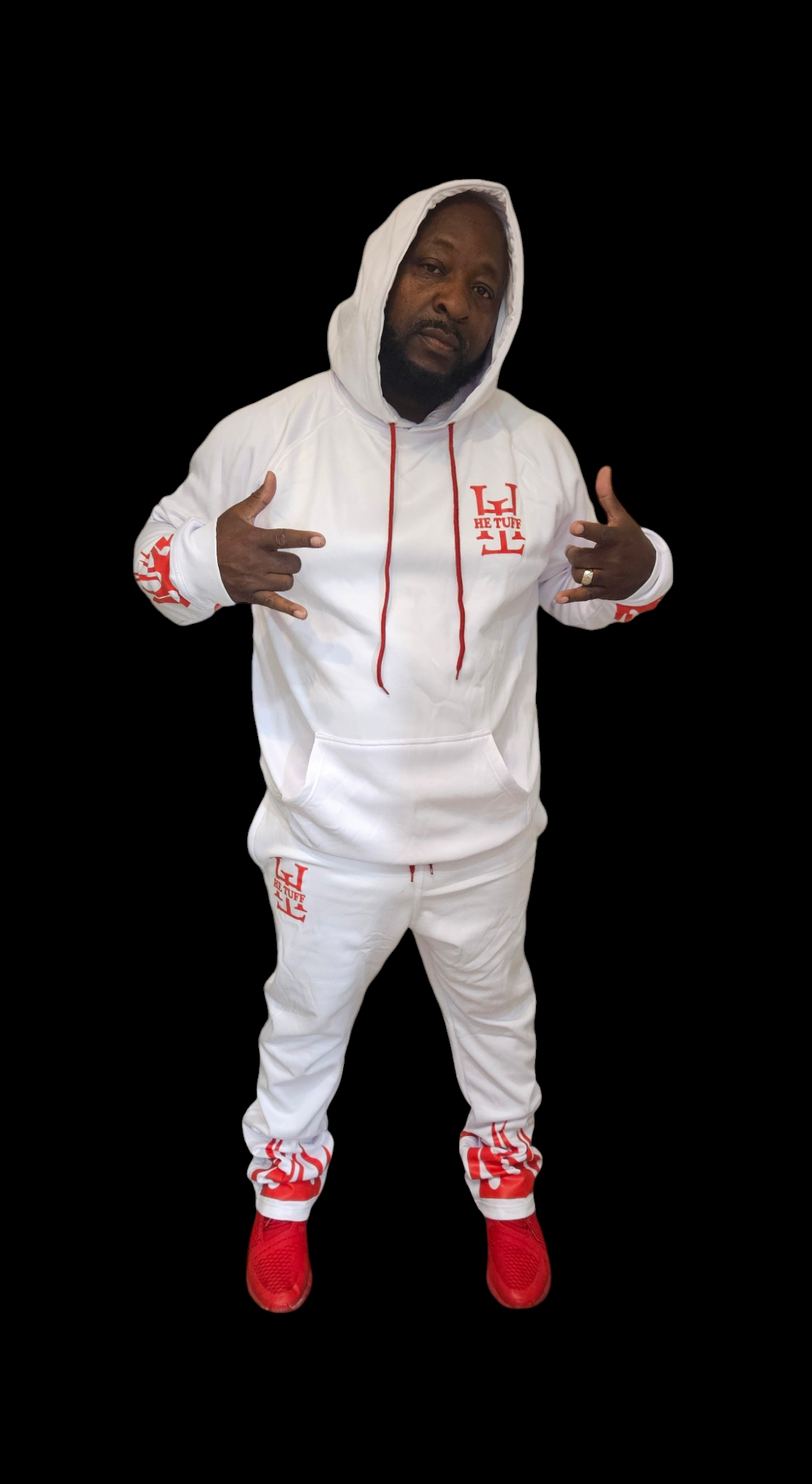 White & Red He Tuff Flame Suit
