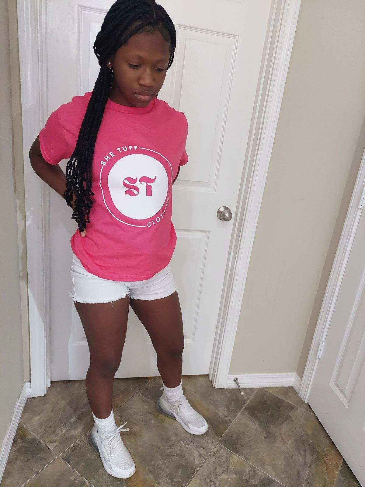 Pink and White She Tuff shirt