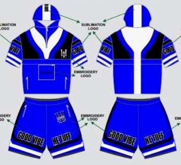 Blue He Tuff Hoodie Short Set