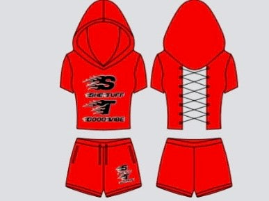 Red She Tuff Hoodie Set