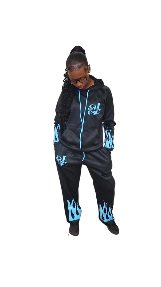 Black & Blue She Tuff Flame Suit